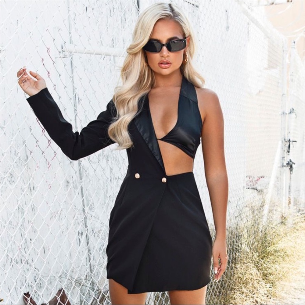 PrettyLittleThing satin blazer dress